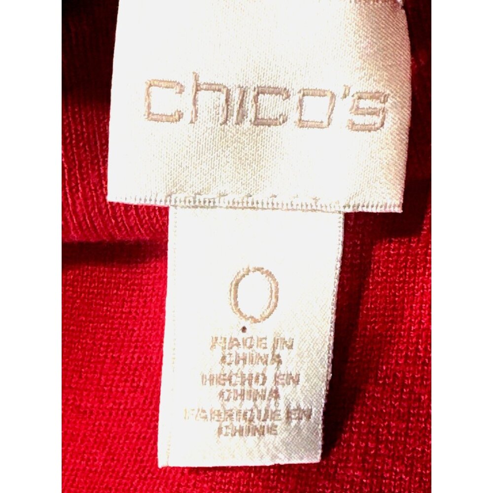 Chicos Size 0 Red Rayon Blend Mock Neck Sweater Top Soft Knit Minimalist Core - Picture 6 of 11